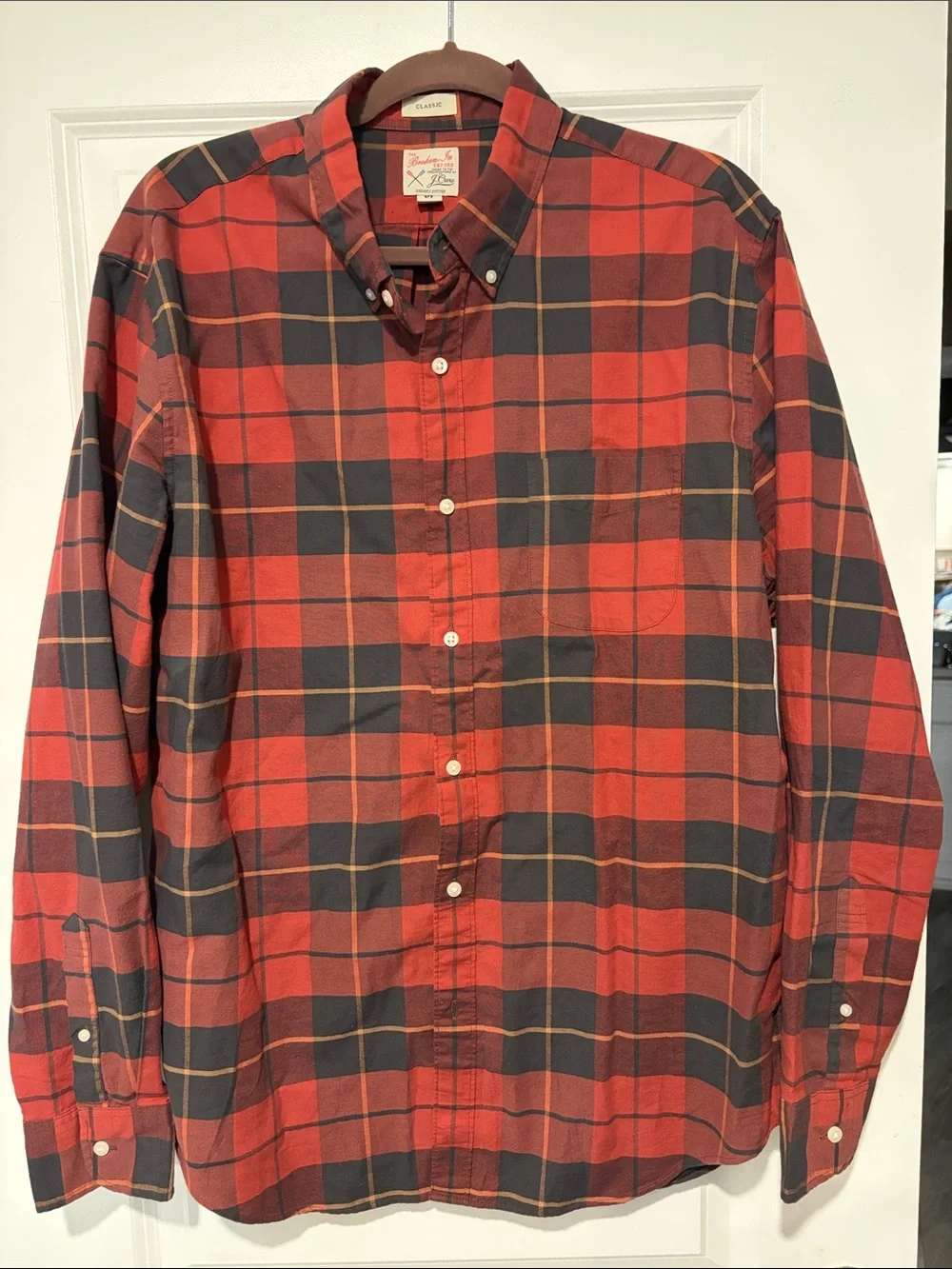 J. Crew Red and Black Plaid Button-Down Shirt - Men